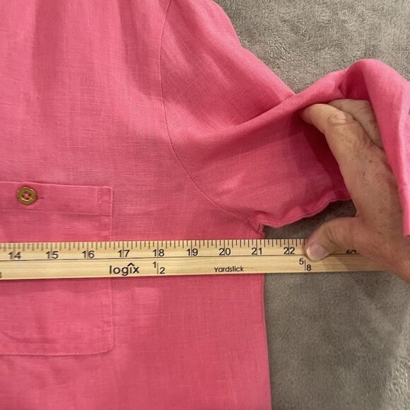 Company Ellen Tracy Shirt Womens Medium Linen Zip Front Pockets Blouse Top - Picture 12 of 16